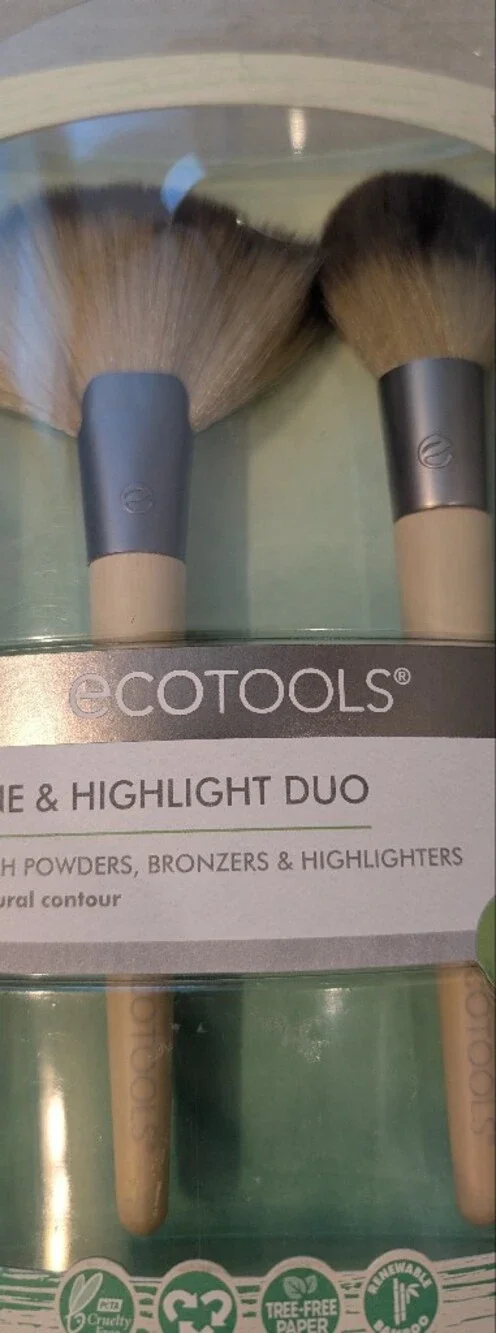ecotools Duo Define & Highlight Brush Set - Teal and Natural Wood